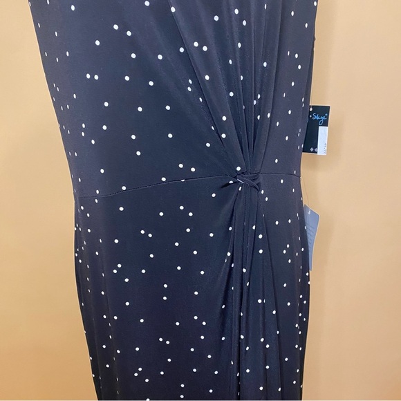 Gabby Skye Black White Sleeveless Polka Dot Fit & Flare Midi Dress 16 NWT - Picture 3 of 9